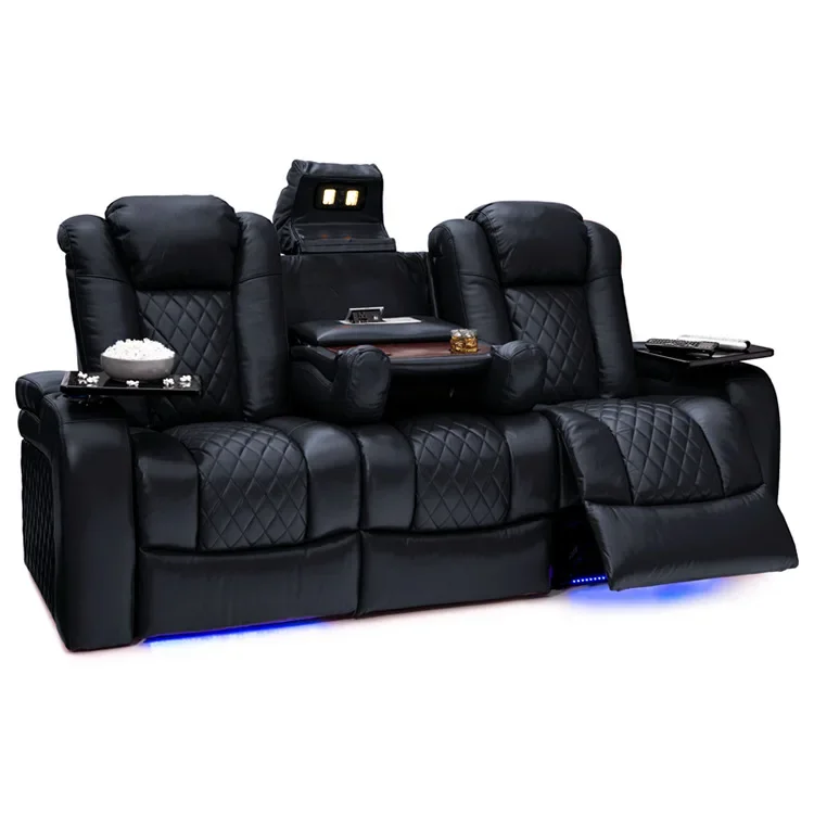 

Living room villa leather sofa first layer cowhide electric multi-functional home theater sofa