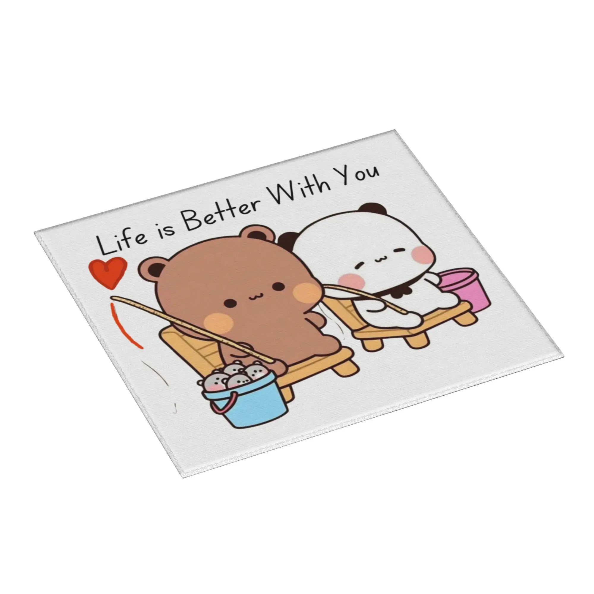 Drying Mat For Kitchen Panda Bear And Brownie BUBU DUDU Couple Barware Tableware Oil Proof Washable Kitchen Sink Drying Pad