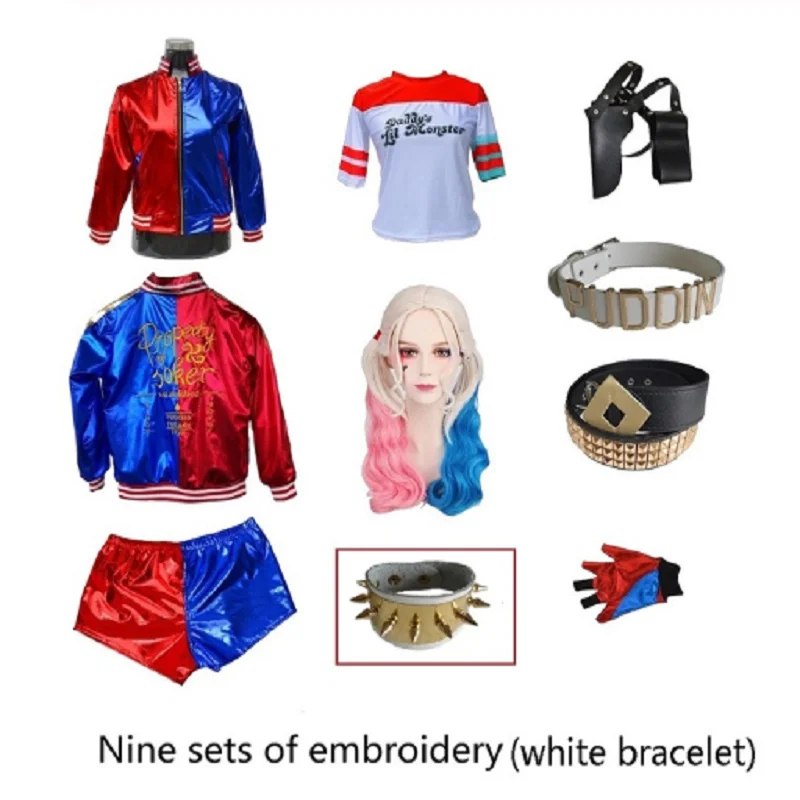 Costumes cosplay Harley pour filles, ensembles veste et pantalon de monstre Squad Quinn, vêtements de fête de noël et du nouvel an pour enfants