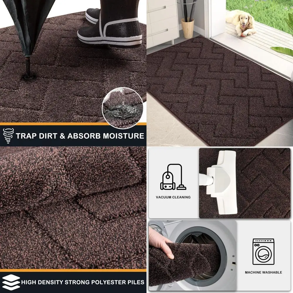 

Large 34 x 59 Absorbent Door Mat, Non-Slip, Machine Washable, Ideal for Dogs and Muddy Shoes, Brown