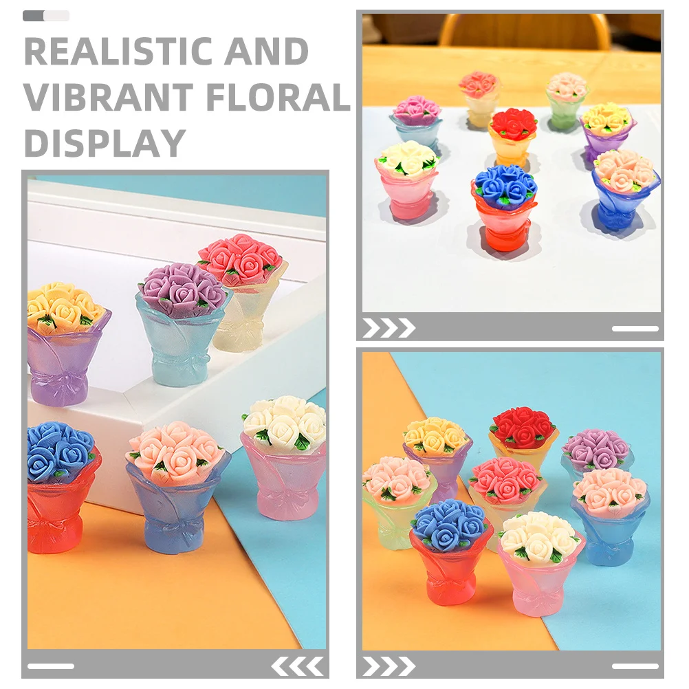 8 قطعة باقة الورد الاصطناعي الصغيرة فو نباتات داخلية لمكتب رف الكتب ديكور زهور صغيرة بوعاء DIY بها بنفسك الحرفية الجنية حديقة