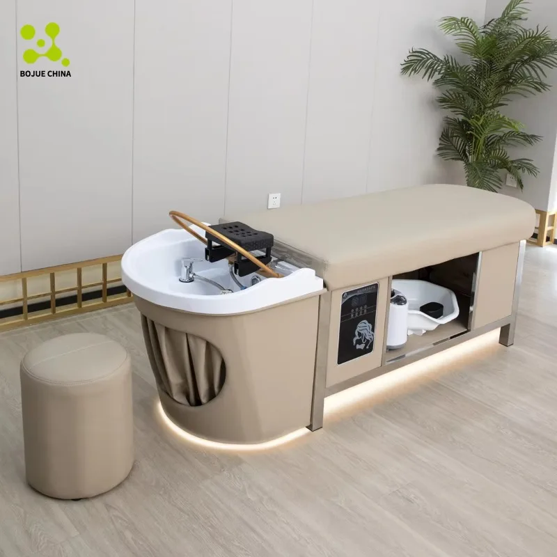 

Станция для мытья волос Head Spa, светодиодный шампунь, массажная кровать, спа-кровать для парикмахерской, массажный шампунь, кровать