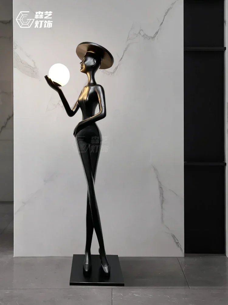 Humanoid art sculpture floor lamp creative abstract figure sales office large ornaments decorative lamp villa luxury lamp