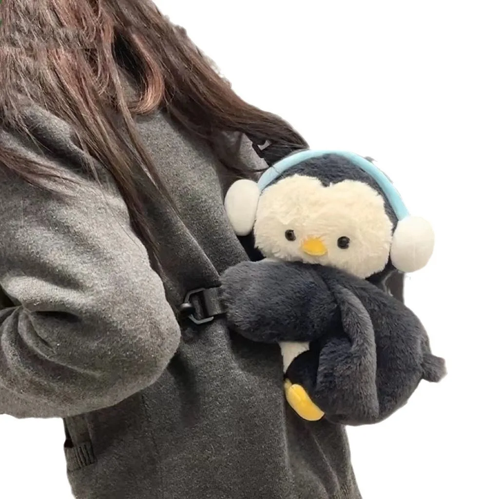 Cute Penguin Sheep Papa Lamb Bag Versatile Plush Bag Campus Girls Shoulder Bag Doll Kawaii Crossbody Backpack For Children\'s