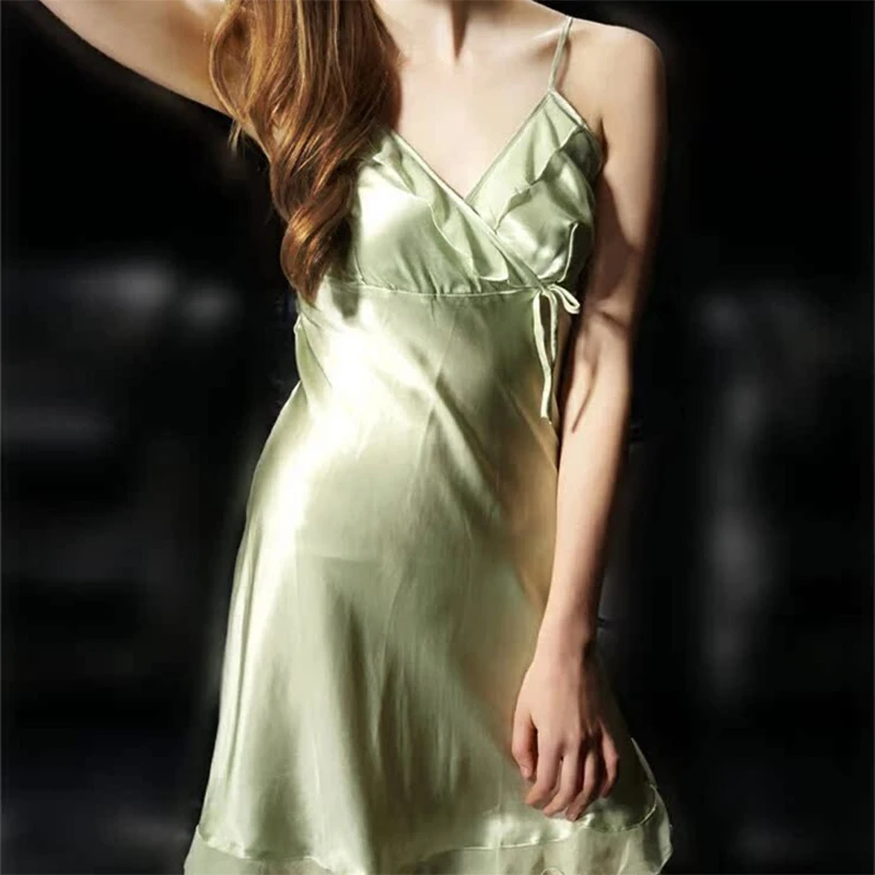 Women 100% Mulberry Silk 16 momme Satin Silk Chemise Nightgown Nightdress Sleepwear adjustable Straps YM010