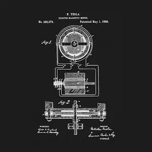 Nikola Tesla Electro Motor 1888 T-Shirt 100% Cotton Holiday Gift Birthday Present