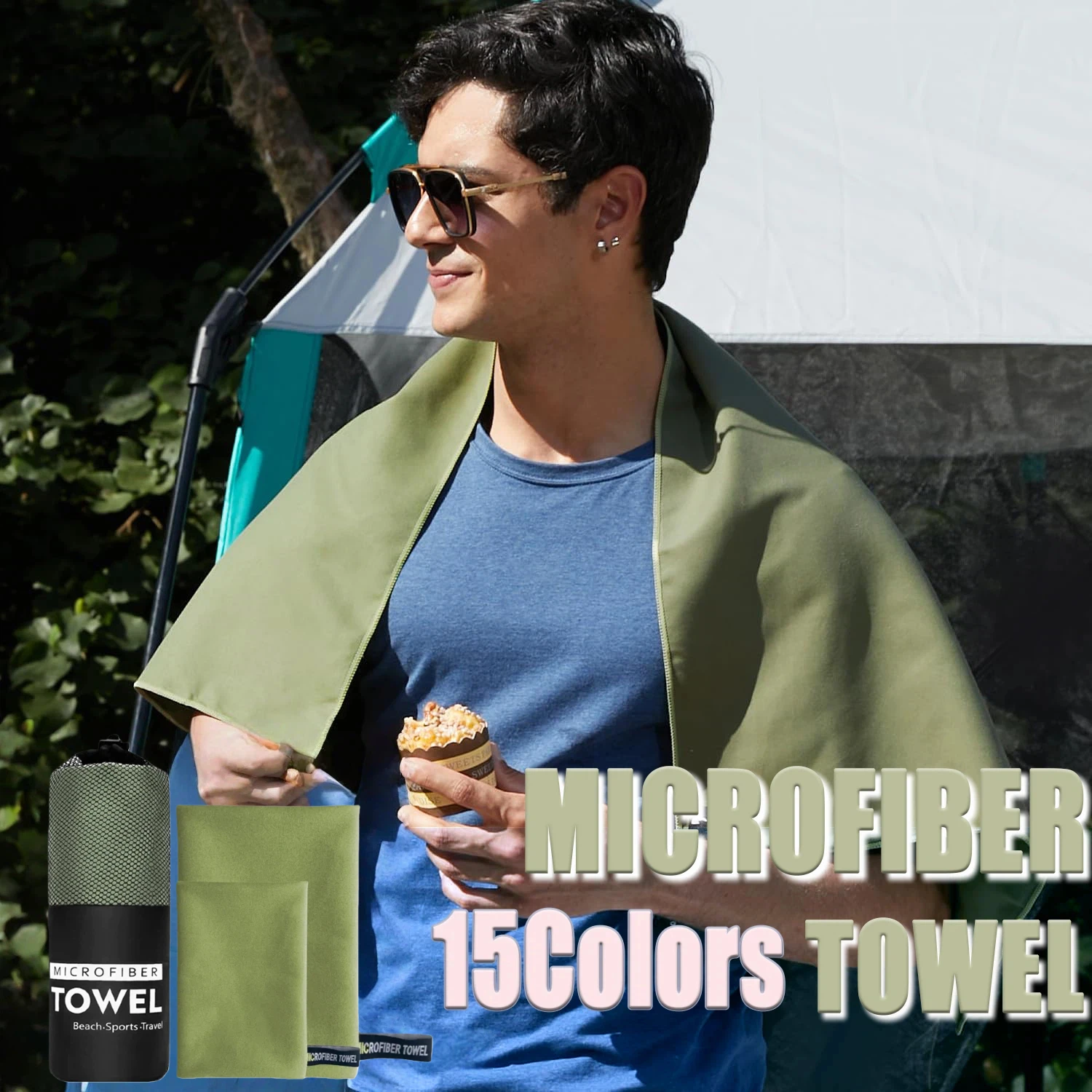 

Компактное полотенце из микрофибры, 2 шт., 38x38 см и 40x80 см, высокая впитываемость, быстросохнущее, легкое, для лица, рук, для фитнеса, подходит для путешествий