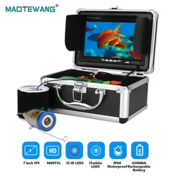 MAOTEWANG CÁMARA DE PESCA subacuática, 7 pulgadas, doble lámpara, 30LED, 15M, 30M, 50M, impermeable para pesca en hielo, mar y río