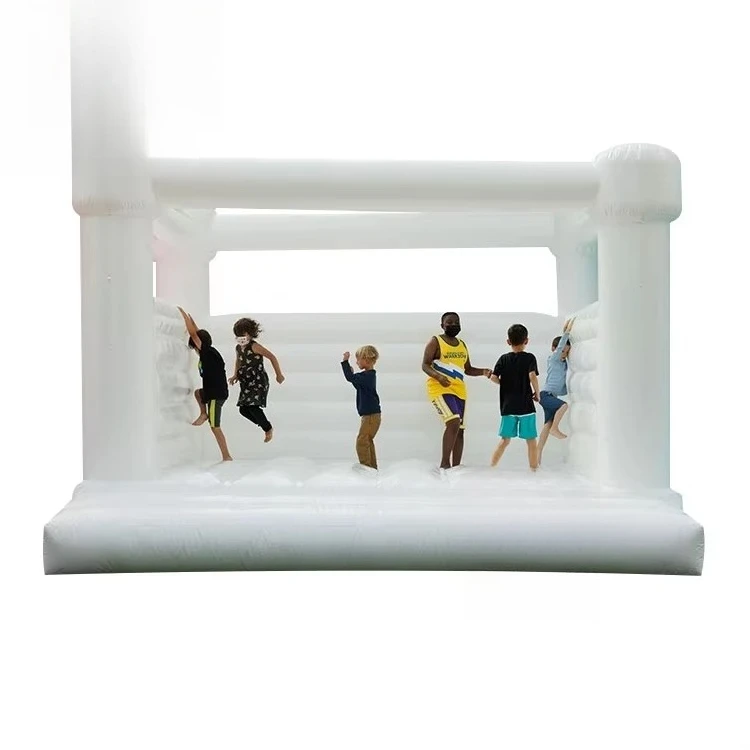 lj- Commercial Luxury All White Wedding Bouncer Jumping Bouncy Castle Inflatable Bounce House 200kg Capacity 5-10 People&