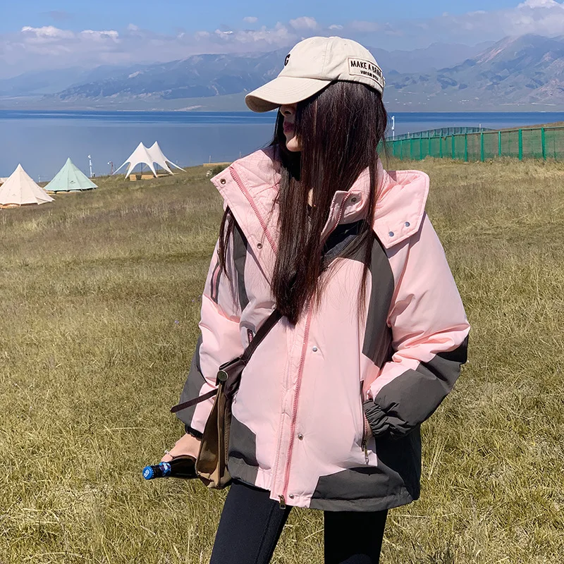

Large Size Women Quilted Cotton Padded Jacket For Women New Patchwork Outdoor Windproof Coat Female Thicken Zipper Windbreaker