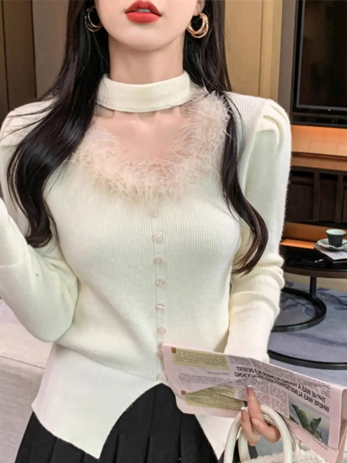 

Sweaters Jumpers Pullovers Woman Rockl Ribbed Jerseys Women Asymmetric Neck Western Turtleneck Art Fleece Woolens Knitted Simple