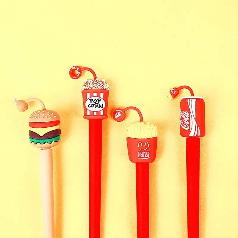 50PCS Coke Fries Modeling Gel Pens Student Supplies Black Silicone Pen 0.5mm Kawaii School Supplies Stationery