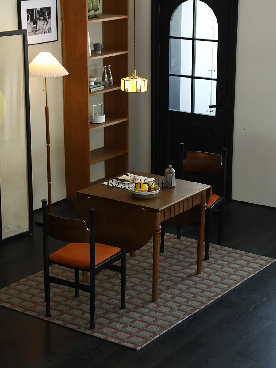 

LD6Foldable Ellipse Dining Table Solid Wood Retro French Dining Table Small Apartment