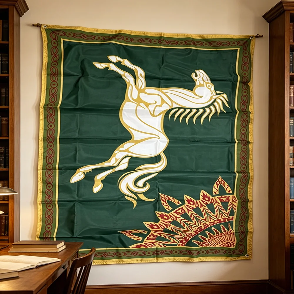 Rohan Royal Horse Waterproof Decor Banner 90x150 Cm Polyester Fantasy Theme Backdrop for Study Living Room