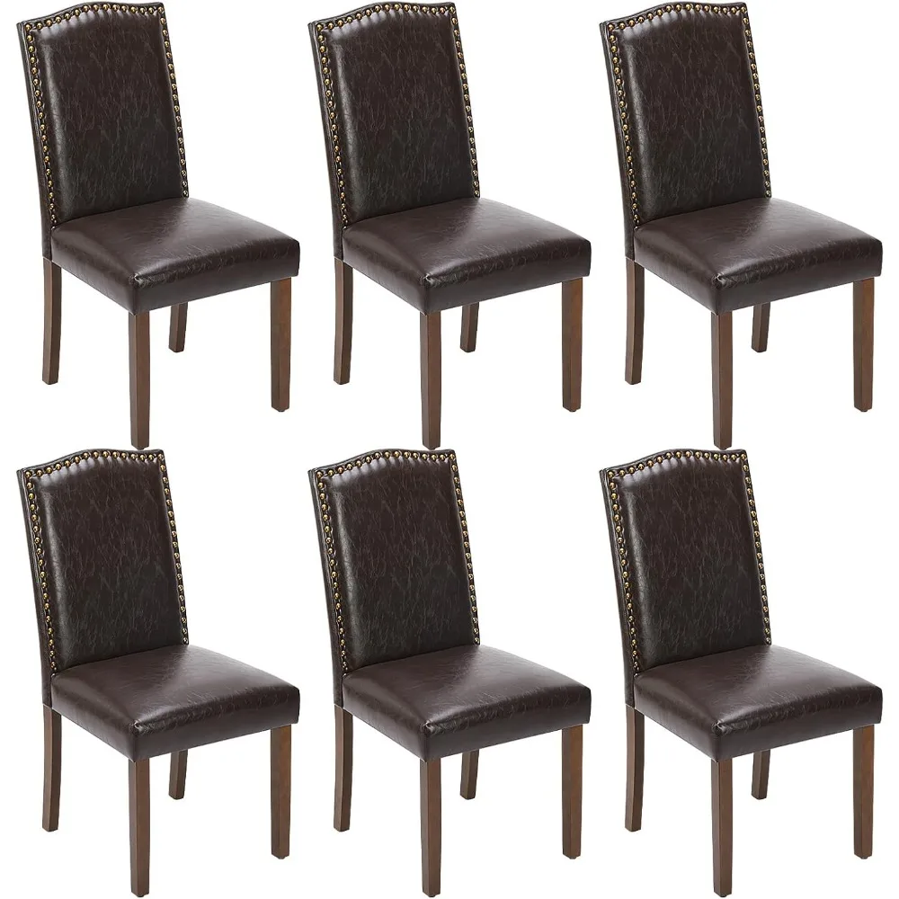 Dining Chairs Set of 6, Upholstered Leather Kitchen Room Chairs Mid Century Modern High-End Dining Room Side Chairs