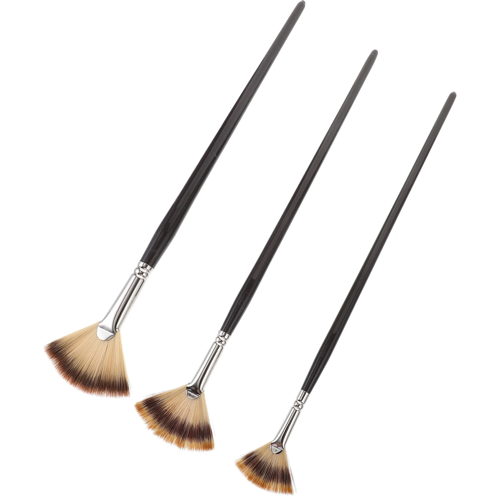 3 Pcs Oil Brush Set Beginner Artist Paint Acrylic Sector Painting Tool Fan Unused