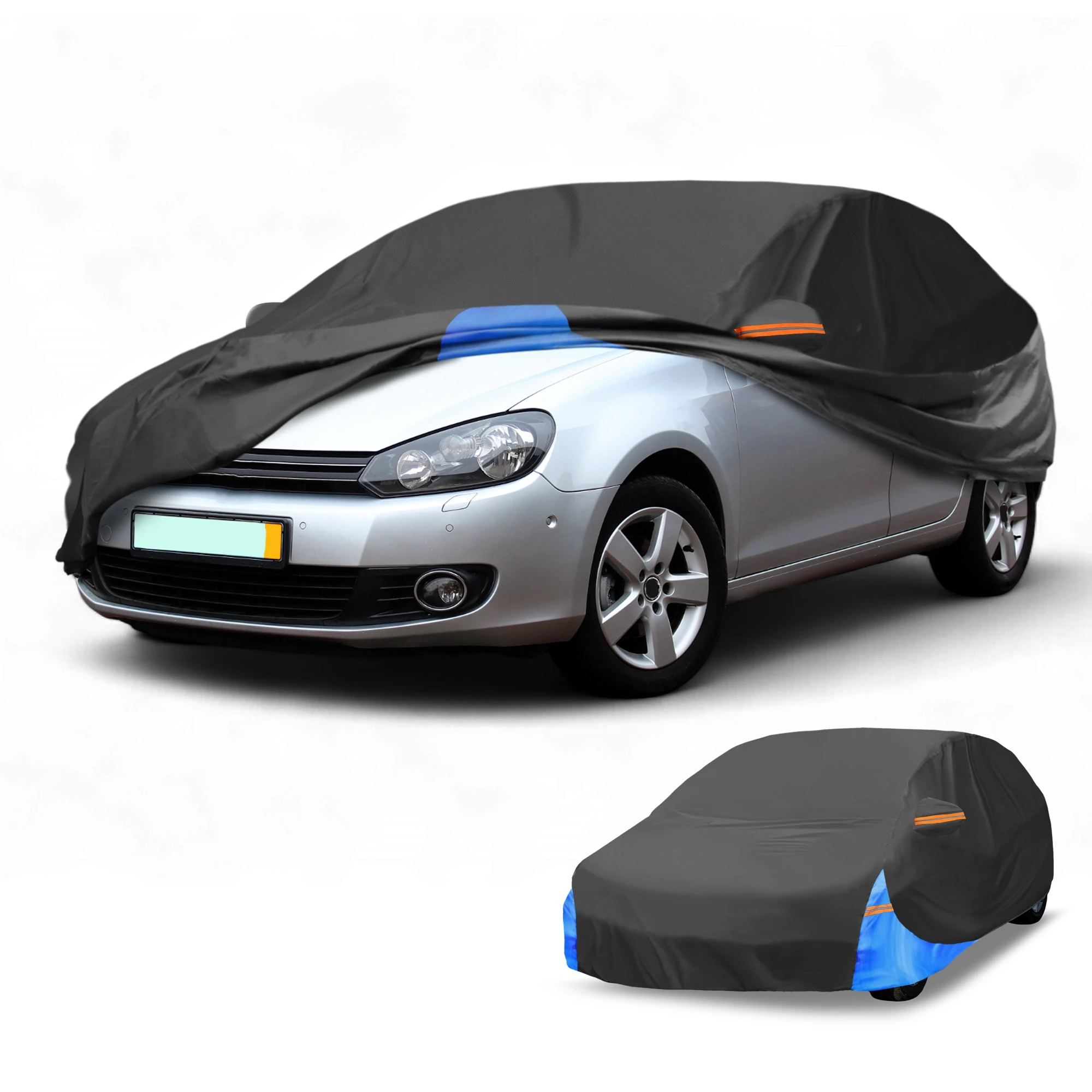 

Автомобильный чехол Motoforti, водонепроницаемый, всепогодный для VW Golf 2003-2022, черный, синий 210D-PU