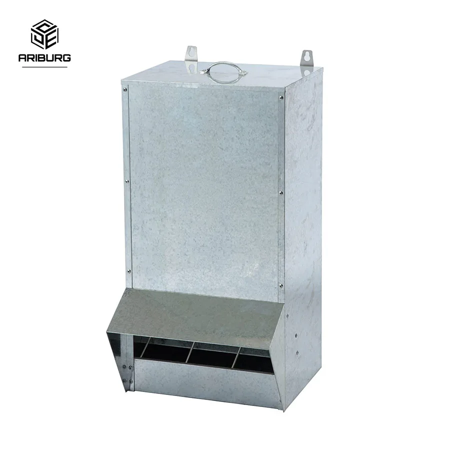 

Galvanized Chicken Feeder Outdoor Poultry Feeder w/Lid Weatherproof Easy refilling and Cleaning NO Mess NO Waste