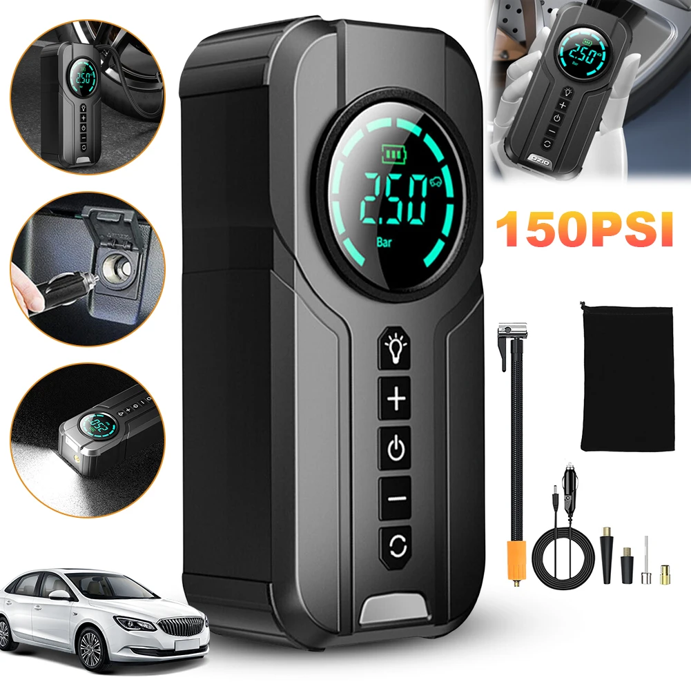 

Портативный автомобильный воздушный компрессор 12 В 100 Вт, воздушный насос для автомобильных велосипедных шин, цифровой беспроводной автомобильный насос для накачивания шин для мотоцикла, велосипеда, лодки, авто