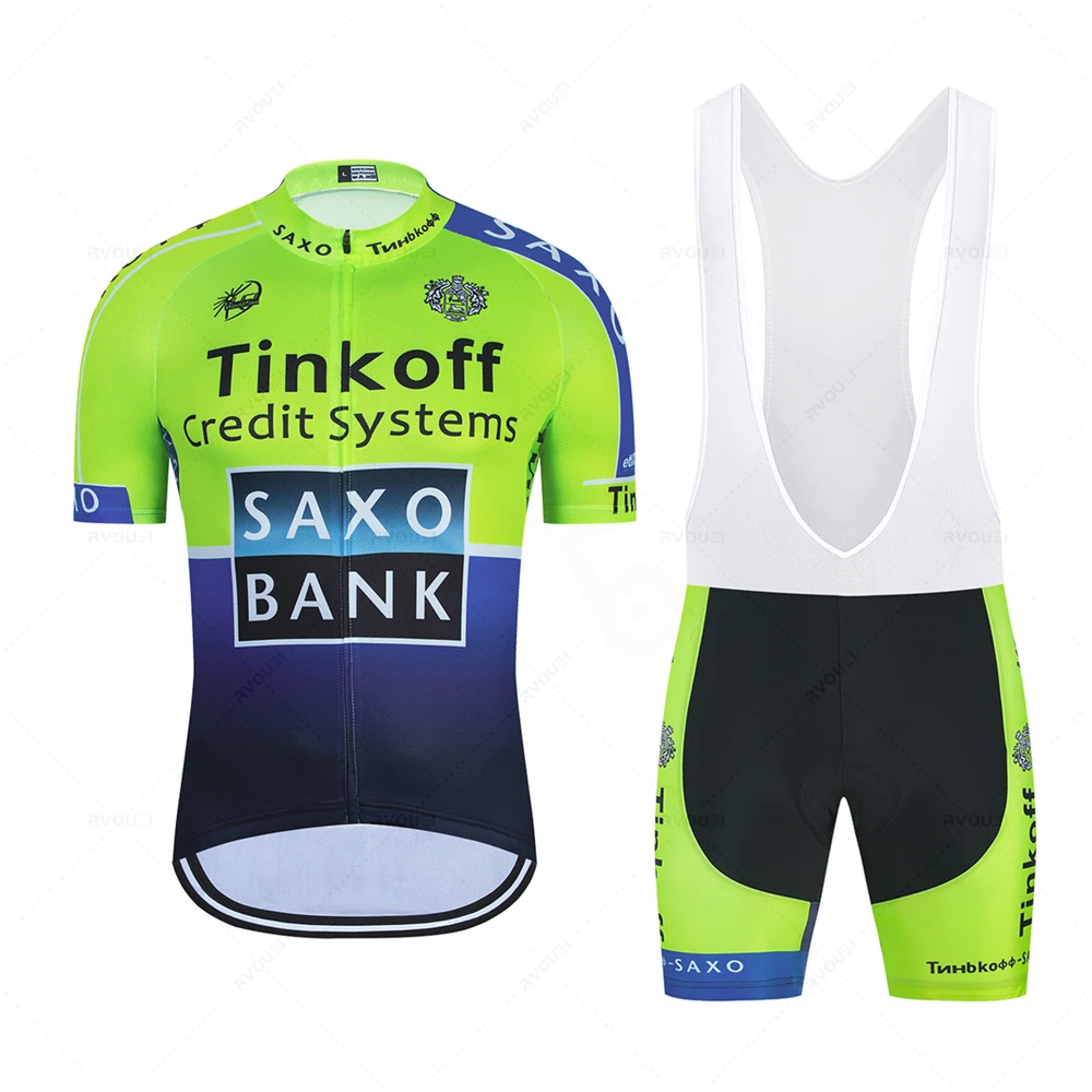 Saxo Bank Tinkoff Team Ciclismo Cycling Jersey Clothes Bib Shorts Set Gel Pad Mountain Cycling Clothing Suits Outdoor Bike Wear