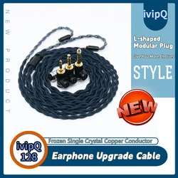 ivipQ Dark Blue Nylon 4 Core IEM Earphone Replace Cable Frozen Single Crystal Copper With 3-in-1 Plugs MMCX 2PIN For GK200 F1Pro