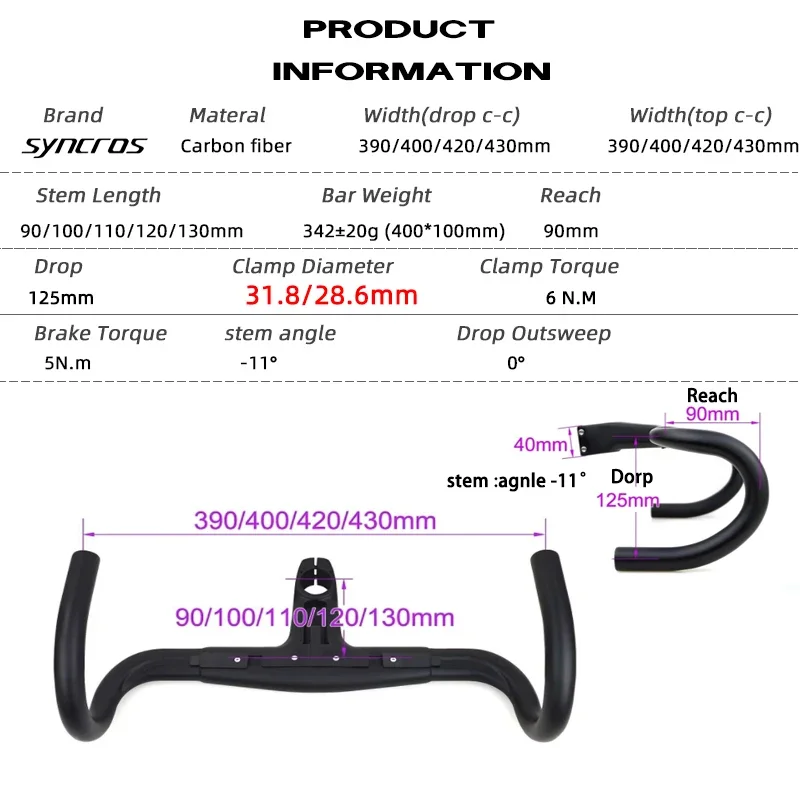 Syncros multicolour road carbon handelbar stem  carbon bike  bicycle fram parts 28.6/31.8mm 90/100/110/120mm  390/400/420/430mm