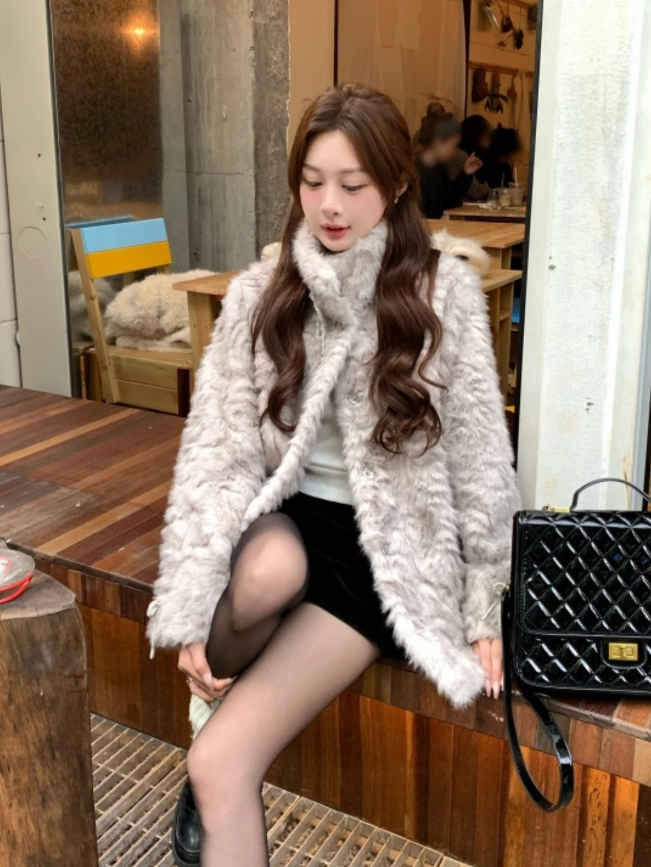 Cappotto da donna elegante e soffice in pelliccia sintetica autunno inverno dolce e carino fiocchi festa di compleanno cappotto da ballo abiti natalizi di Halloween