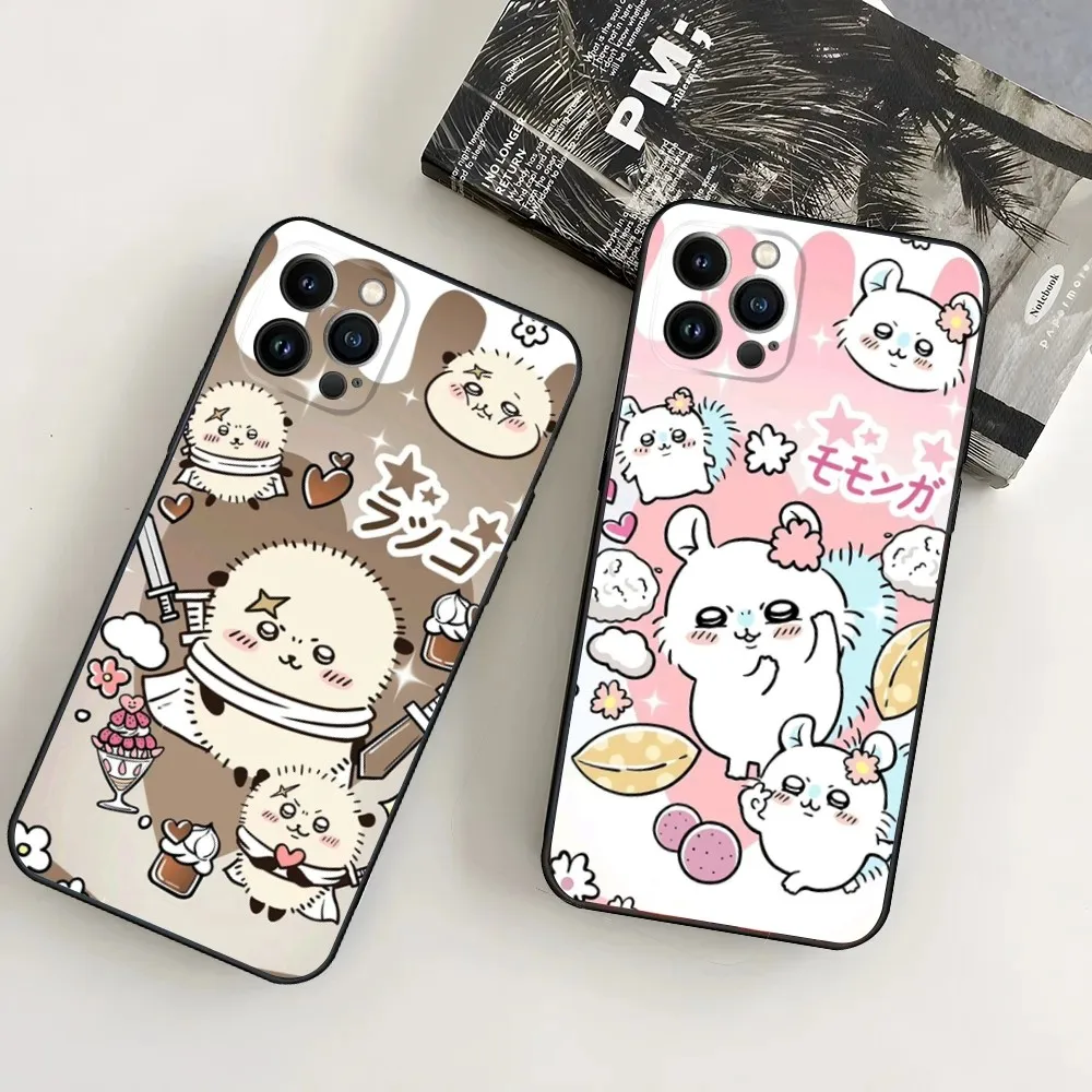 

Cartoon C-ChiikawaeS-S Phone Case For iPhone16,15,14,13,12 Mini 11 Pro XR,X,XS,MAX 7,8 Plus Silicone Cover Soft Black