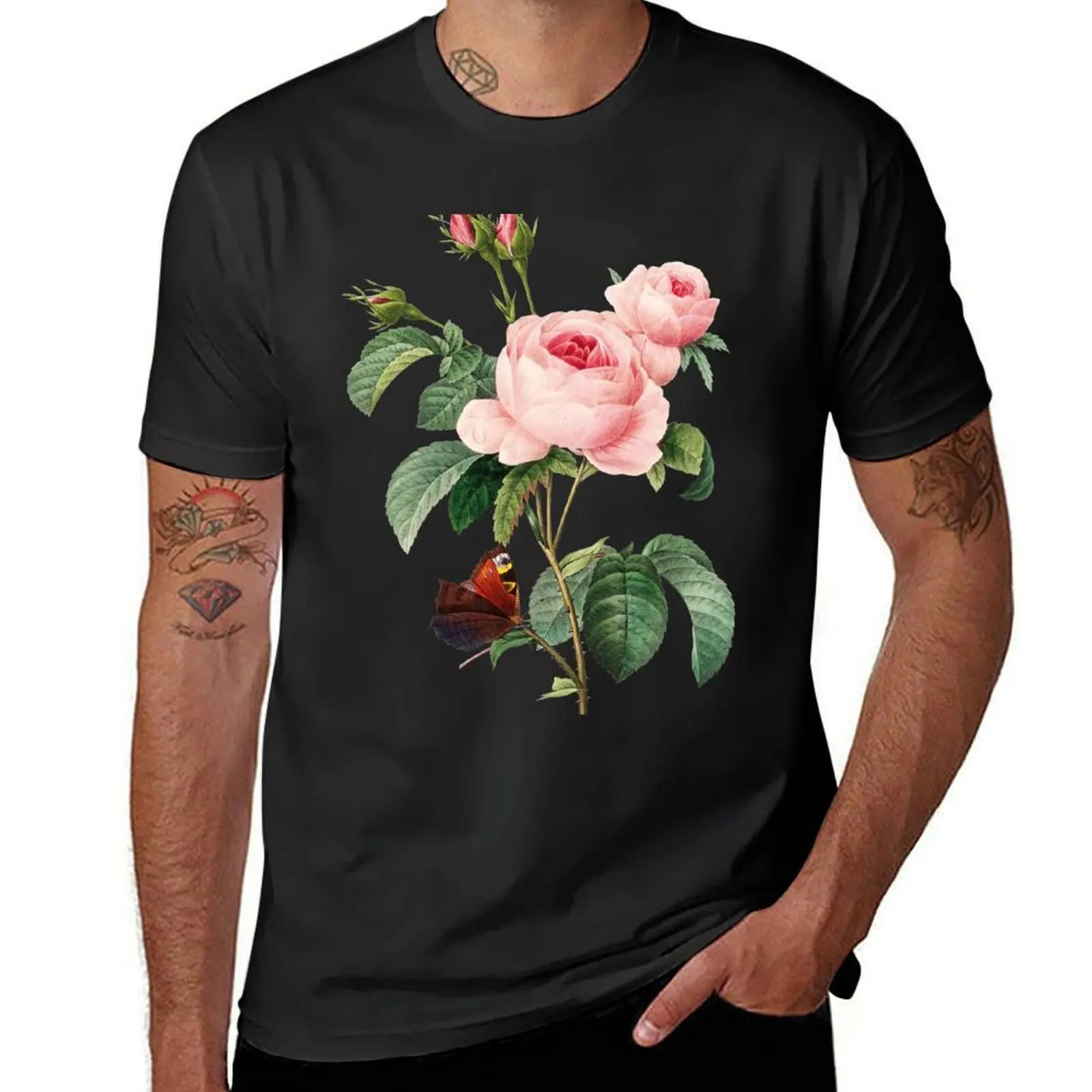 Vintage Roses Flowers Beautiful Botanical Gift T-Shirt Aesthetic clothing sports fans heavyweights t shirts for men