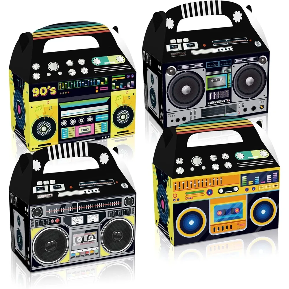 

12 Pack 80s 90s Radio Party Favor Treat Boxes Super Bowl Rugby Novelty Boom Hip Hop Theme Party Gift Box Candy Snack Goodie Bags