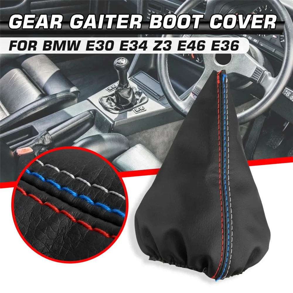 Car Shift Gear Stick Manual Handbrake Gaiter Shift Boot Black Leather Boot For BMW 3 Series E36 E46 M3 Car Styling