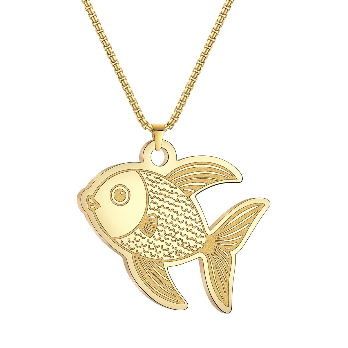 Refined Temperament Goldfish Pattern Pendant Personality Animal Necklace Women Gift Stainless Steel plated Necklaces For Men Jew