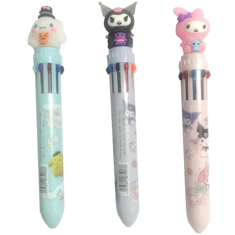 10 Multicolored Pens Kawaii Sanrio Mymelody Kuromi Cinnamoroll Cartoon Ballpoint Pen School Office Supply Stationery kids gift