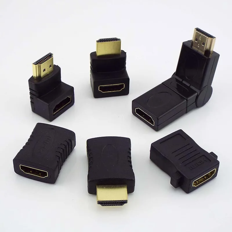 90 180 270 360 Degree2 in 1 Male to Female HDMI-compatible Converter Mini Micro Adapter Extender Cable Laptop 1080P HDTV