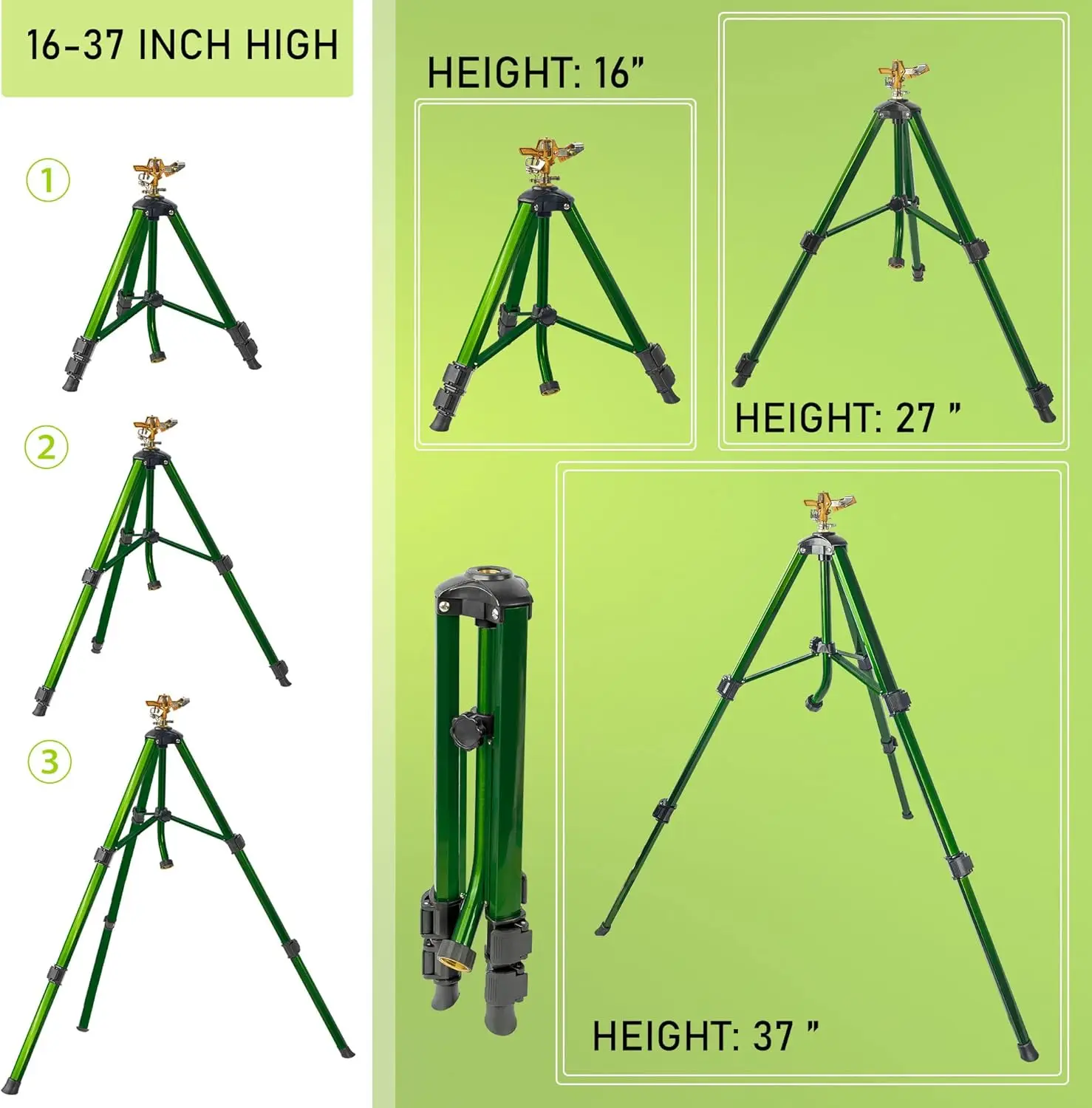 Impact Sprinkler on Tripod Base 2 Pack Heavy Duty Sprinklers for Lawn Yard Garden 0-360 Degree Large Area Coverage