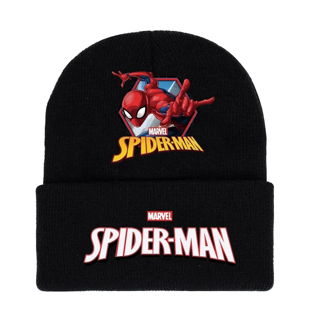 MARVEL Spider-Man Kids Cartoon Beanie Hat قبعة شتوية دافئة محبوكة من الصوف خفيفة الوزن ملابس الشارع الشهير للأولاد والبنات هدايا عيد الميلاد