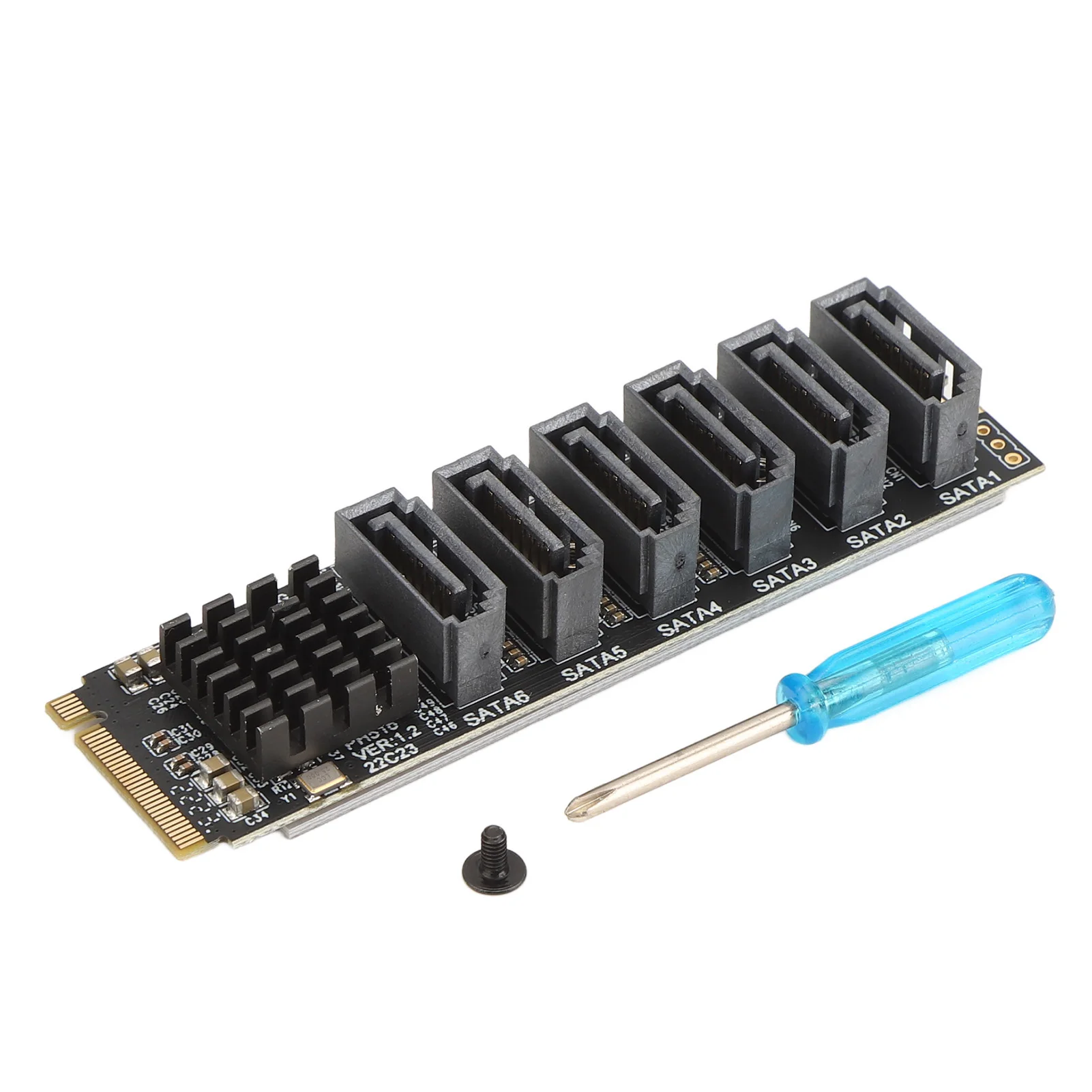 M.2 naar SATA3.0 adapterkaart 6Gbps hoge snelheid ASM1166 M.2 PCIE naar SATA-uitbreidingskaart met slimme indicator