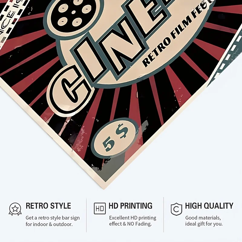 Decorative Sign & Plaque 6pcs Vintage Metal Sign Cinema Sign Poster Plaque for Movie Theater Club Living Room Home Wall Decor 8.