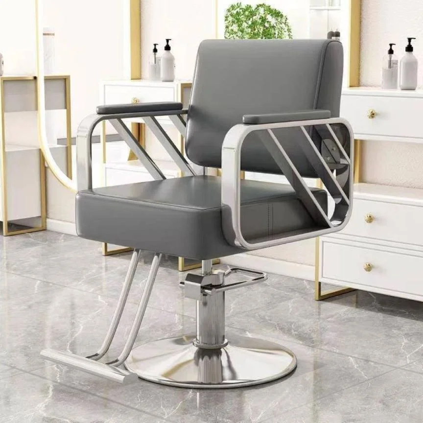 Professional synthetic leather and metal barber chair with adjustable height and hydraulic pump