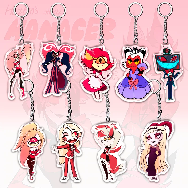 12cm Hazbin Hotel Acrylic Keychain Anime Peripheral Accessories Decoration Backpack Key Acrylic Pendant Cartoon Fun Gift