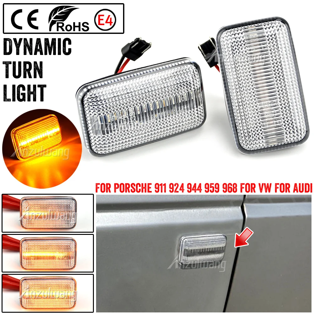 For Porsche 959 968 911 964 993 944 924 G-model Targa Cabriolet Dynamic LED Indicator Side Marker Signal Light Repeater Lamp