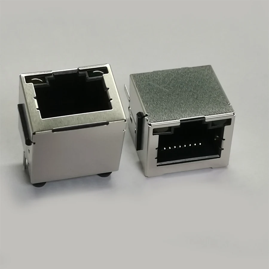 20PCS/Lot Steel Shield Ultra-Thin RJ45 8P8C Jack Connector With LED/Ear 180-Degree Vertial-Type For Network Internet Modular