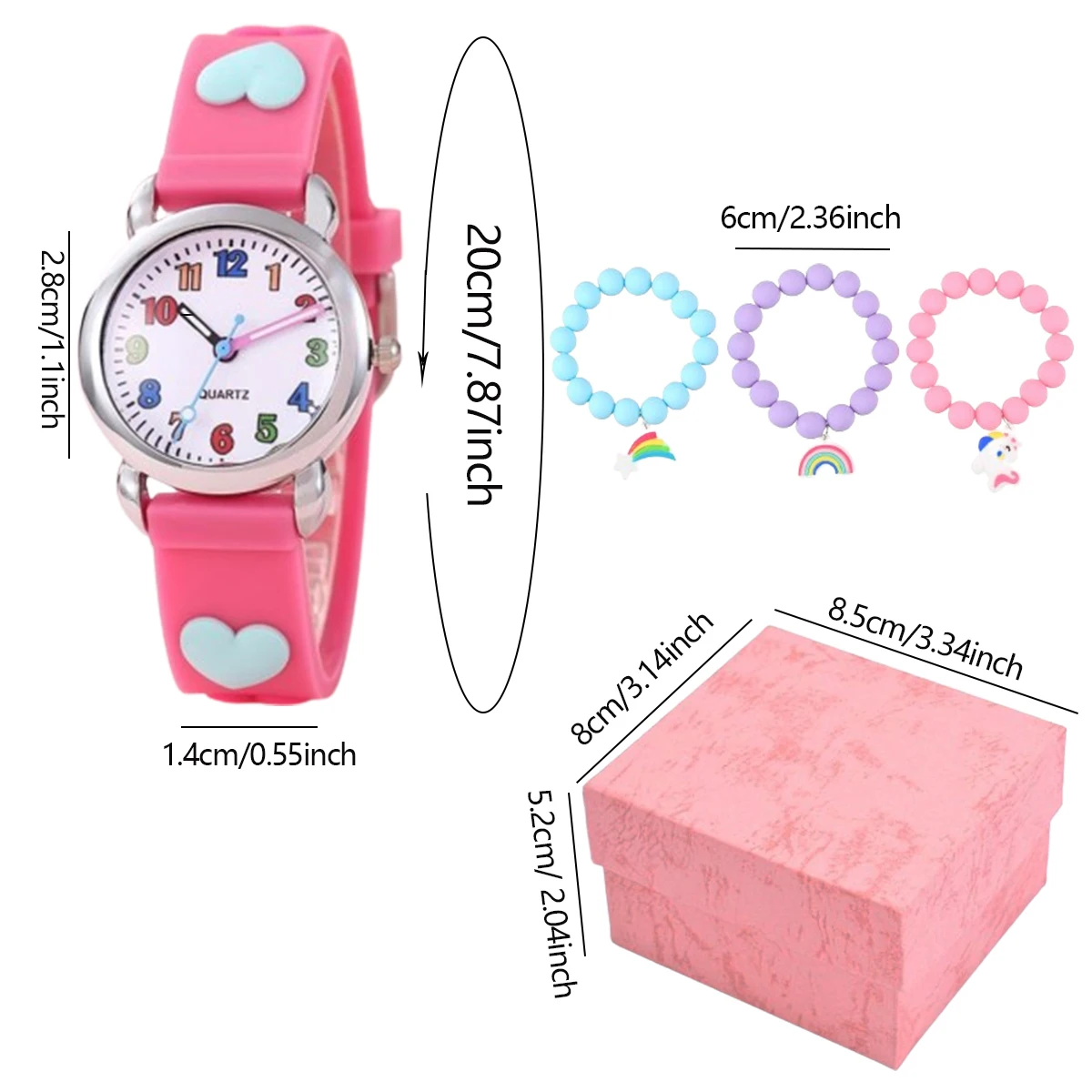 1 pz/2 pz/4 pz-orologio digitale colorato a forma di cuore per bambini, adatto per regali di natale, set di orologi e bracciali