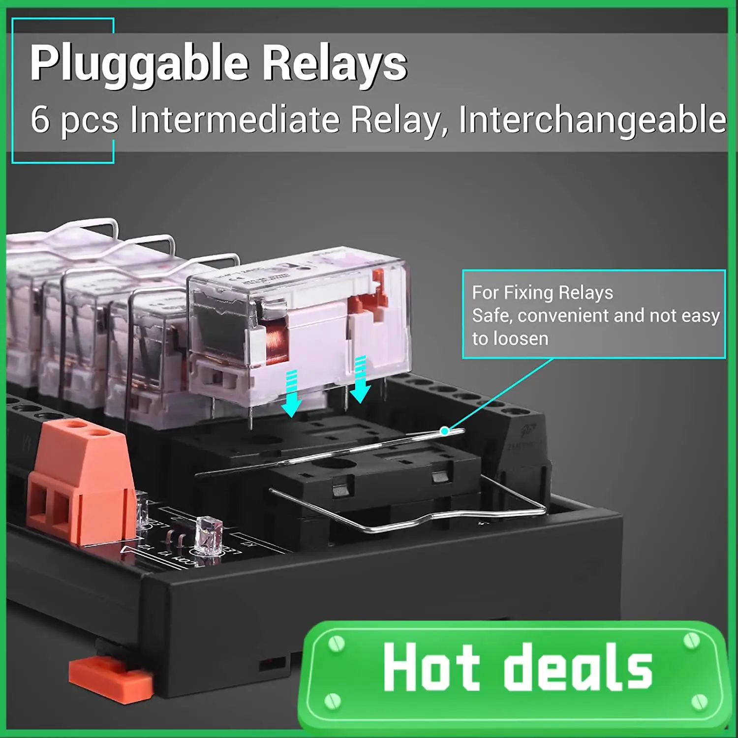 

Релейный модуль 24 В постоянного тока, 6-канальный модуль переключателя SPDT с изолированной оптопарой, подключаемый модуль силового реле для монтажа на DIN-рейку