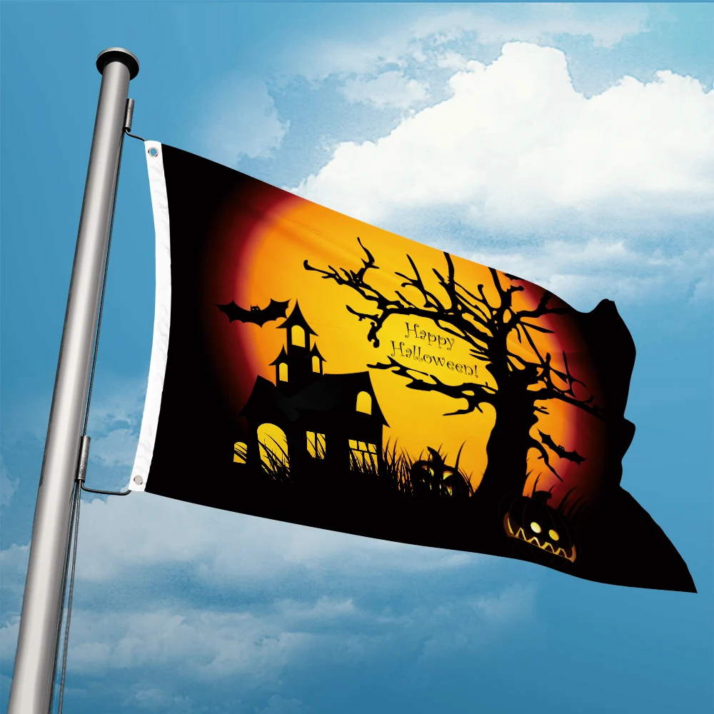 

Halloween Flag Holiday Decoration Flag 3ft x 5ft Polyester Banner Flying 150* 90cm Custom Tree Moon Bat Oramge Pumpkin Castle
