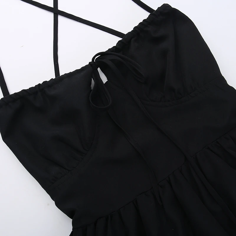 European and American style halter halter A place holiday dress 2024 Spring Summer Lace-up Temperament Waist full Skirt