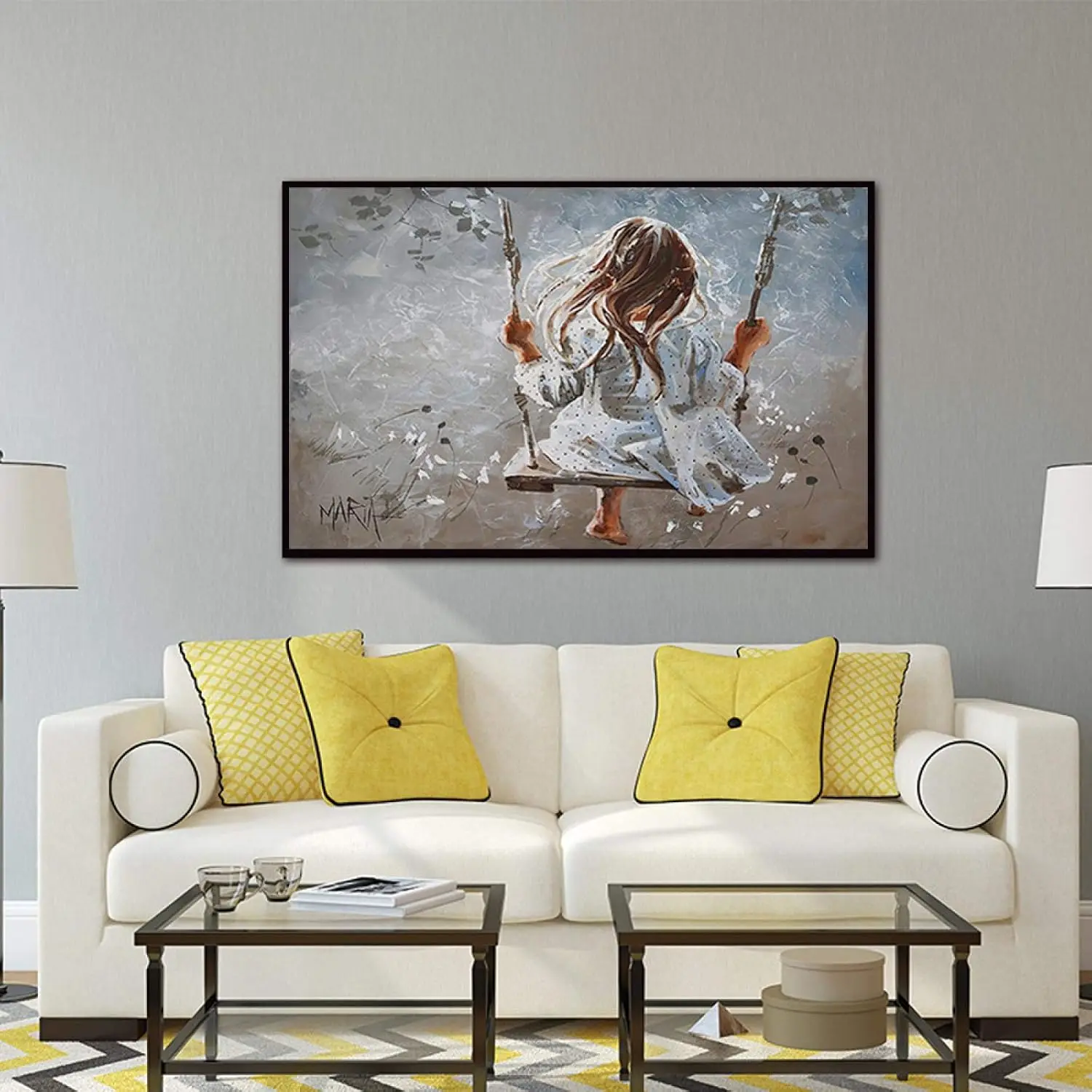 Girl Swings Wall Art Poster and Prints Wall Pictures for Living Room Decor Canvas Print Home Decor