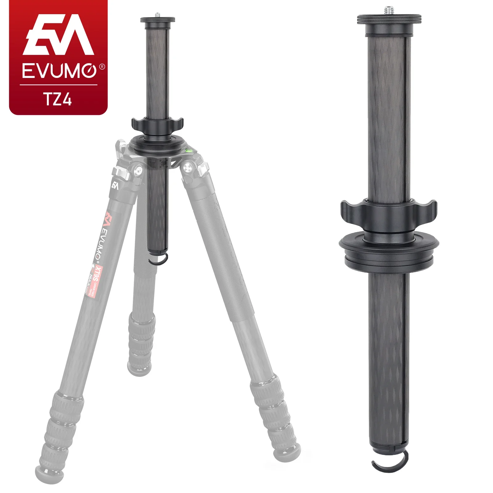 EVUMO TZ4 Tripod Center Column 40mm Tube Professional Carbon Fiber Center Column Monopod Tripod Extension Rod For DSLR Camera