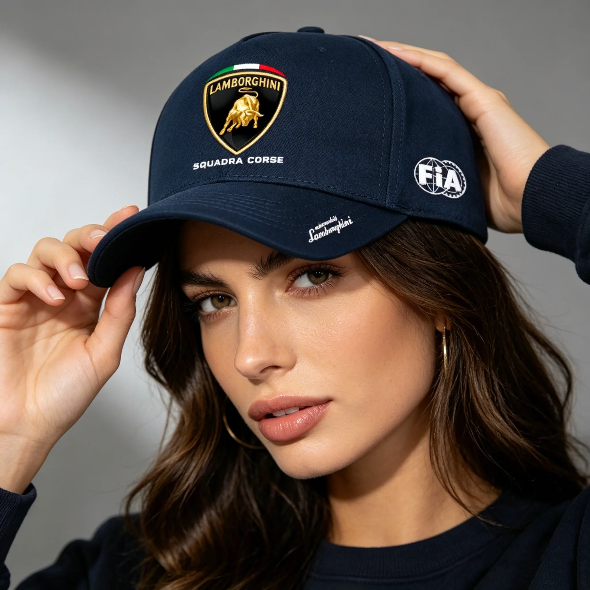 

Auto Headrest Adjustable Outdoor Sports Hat with logo For Lamborghini Urus Huracan Aventador Premium Fashion Auto Sunshade Cap