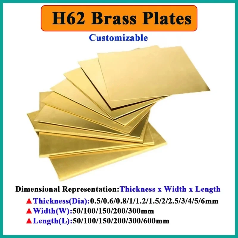 

H62 Brass Sheet For Metal Frame Model Mould DIY Projects Custom Thk0.5/0.6-6mm